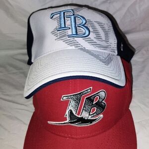 Tampa Rays 2 Hat Collection: 7 3/8 Red New Era & White&Blue 47 Adjustable